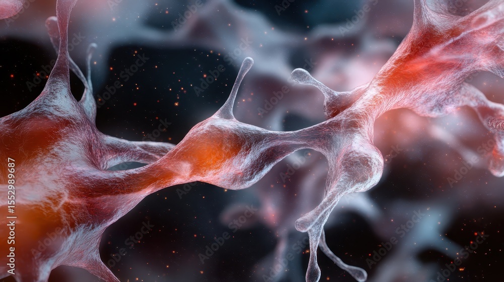 Poster an intricate and colorful representation of neurons showcasing their connections, bringing to life t