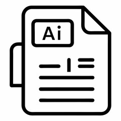 AI Document Generator outline icon on white background