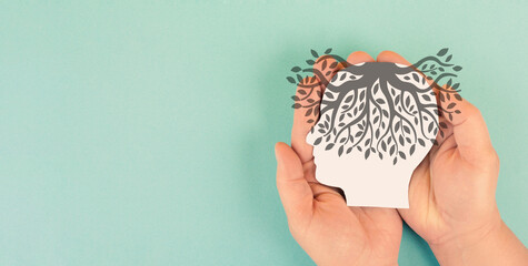 Exhaustion, depression, stress and burnout concept, powerless tree in mind, work life balance,...