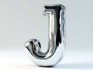 Molten Chrome Letter J on Gradient Background
