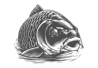 Common Carp Engraved Hand Drawn Natural Illustration Vector Isolated by AZ for Books, Arts, Design and Decoration Graphic Asset
