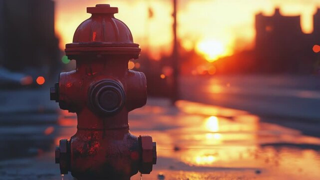 Fire hydrant standing by the side of a road, ready for use in case of emergency