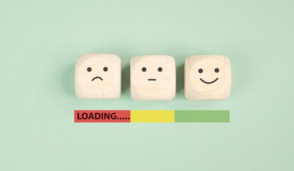 Sad to happy smiling face loading, mental health, attitude, positive and negative mind, influence...