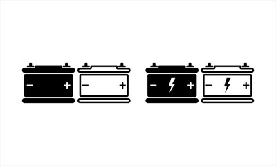 Car battery icon logo button concept vector illustration flat design electric design element charge