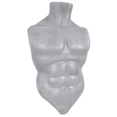 Male torso sculpture isolated on transparent