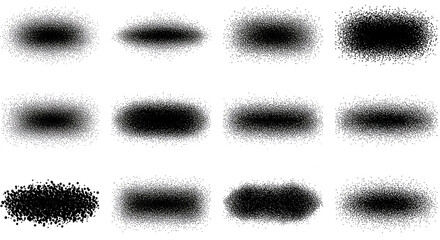 Assorted Various Black Noise Halftone Different Grainy Textures Set Isolated On Light Background.ai generated