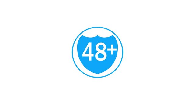 18 plus  Adults content. Age restriction text number animation.