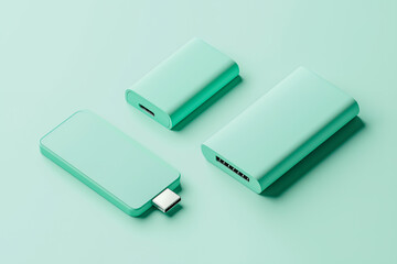 USBデバイスとモバイルアクセサリのモックアップ
