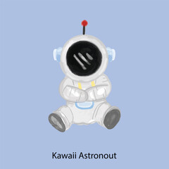 Fototapeta premium Watercolor Cute Little Astronaut Collection. Kawaii Astronaut different variant gesture or activity. 