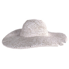 Wide brim straw hat isolated on transparent