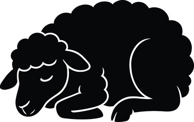 Sheep olid black silhouette illustration eps on white background 