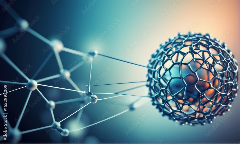 Aufkleber abstract metallic sphere network connection 3d render