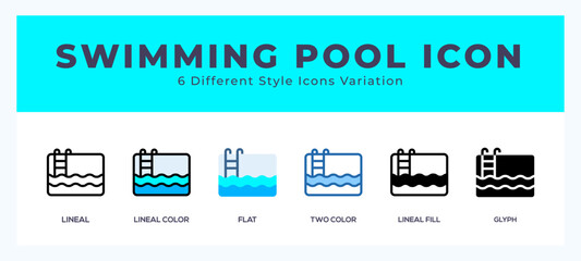 Swimming pool vector icon. with different styles vector illustration.