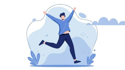 Vidio illustration featuring a diverse group of young people celebrating with dynamic poses and cheerful expressions .. Set For friendship theme and international youth day, with 4k quality