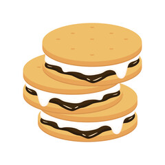 Chocolate bar and graham crackers. S'more graham cracker, chocolate, and marshmallow.