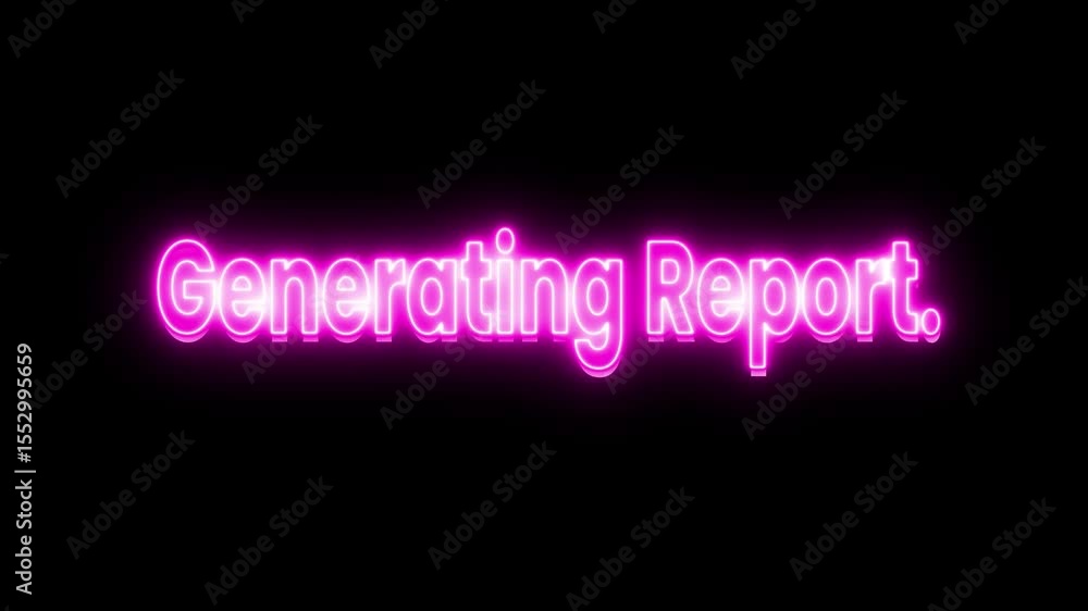 Aufkleber pink neon glow, generating report... text animation with triple dots