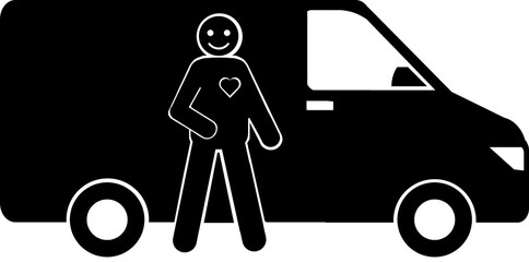 van with customer icon