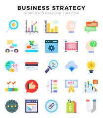 Simple Set of Business Strategy Related Vector Flat Icons.