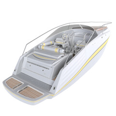 Modern motorboat design isolated on transparent