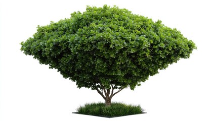 Fototapeta premium Clipped D hedge tree with geometric form, transparent PNG ideal for modern landscaping