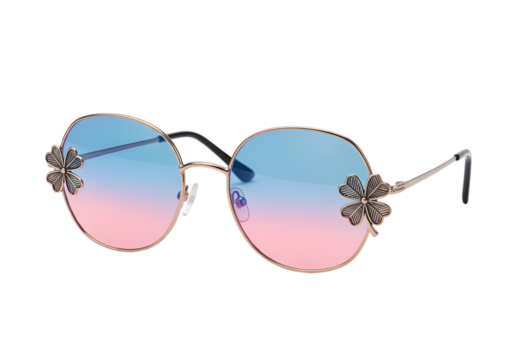 Pastel Paradise Round Sunglasses with Floral Detail isolated on transparent background