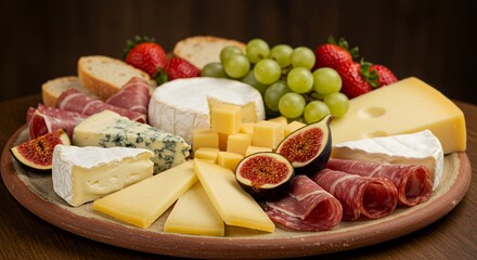 Indulge in this delectable cheese and charcuterie board, a symphony of flavors and textures perfect for sharing.
