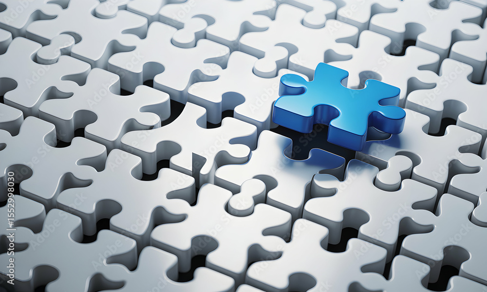 Poster the missing piece solving complex puzzles and finding solutions - a visual metaphor