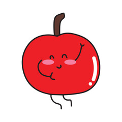 Kawaii character cartoon vegetables and fruits element stock.  