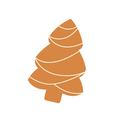 Christmas Gingerbread cookie in the shape of Christmas tree on isolated white background. Vector illustration cartoon flat style.
