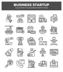 Collection of 25 Business Startup Icons: A Visual Guide to Launching Your Business