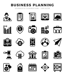 Set of Business Planning Icons Lineal Filled icons collection.