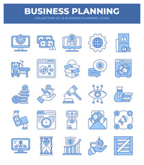 Collection of 25 Business Planning Icons. A Visual Guide to Strategic Financial Planning