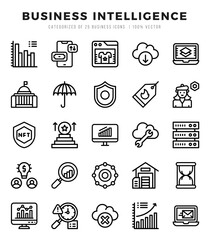Set of Business Intelligence icons. Vector Illustration.