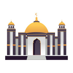 mosque vector with golden dome architecture