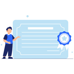 Educational Certificate Design with Blue Ribbon for Celebrating Academic Achievement and Formal Recognition