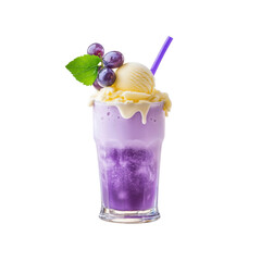 Refreshing Grape Ice Cream Float with Vanilla Ice Cream and Purple Smoothie