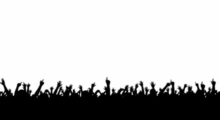 Silhouette of a Crowd of Raised Hands Concert, Festival, Celebration, Event, Unity