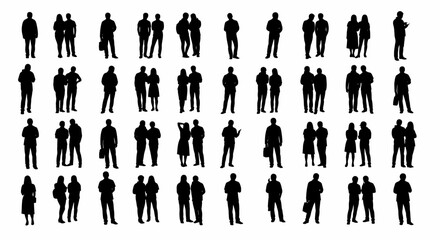 Collection of Diverse People Silhouettes  Perfect for Design Projects, Presentations, and Illustrations.  High-Resolution Vector Silhouettes for Various Applications.