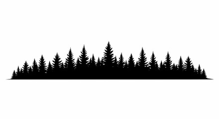 Fototapeta premium Majestic Silhouette of a Coniferous Forest A Panoramic View of Evergreen Trees against a White Background