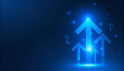 Abstract Blue Background with Upward Arrows Representing Growth and Success
