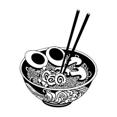 detailed ramen bowl vector design