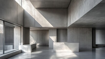 Modern Concrete Architecture: Dramatic Light and Shadow Interior Design