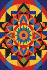 Vibrant Geometric Mandala Art | Colorful Abstract Radial Design | Modern Kaleidoscope Pattern | Eye-Catching Symmetrical Artwork for Home Decor & Digital Use