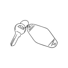 retro motel key and fob line art
