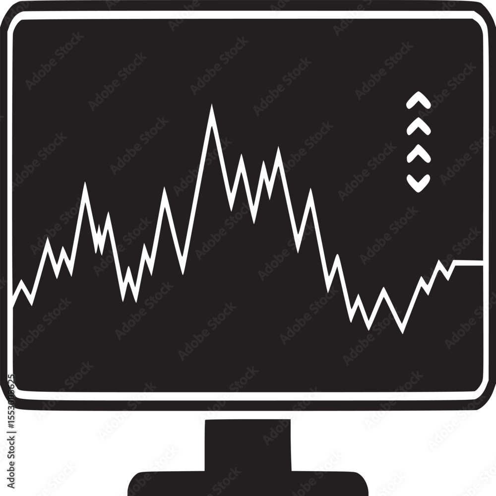 Poster a graphic of a computer monitor displaying a green line graph against a black background with arrows
