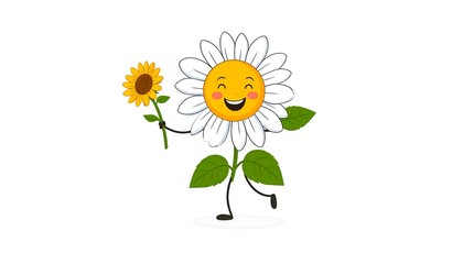 Happy Daisy Holding Sunflower.