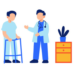 Doctor Helping Patient with Walker in a Bright and Supportive Hospital Environment