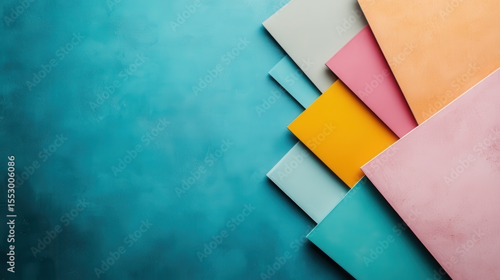 Poster an artistic arrangement of colorful shapes on a textured background creates a visually captivating c