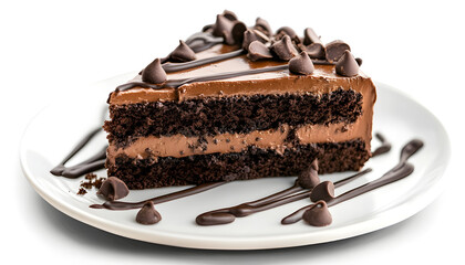 Delicious Piece Of Chocolate Cake With Filling PNG Set White Background