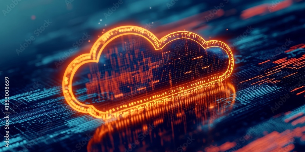 Poster innovative digital transformation holographic cloud computing and cybersecurity solutions in action